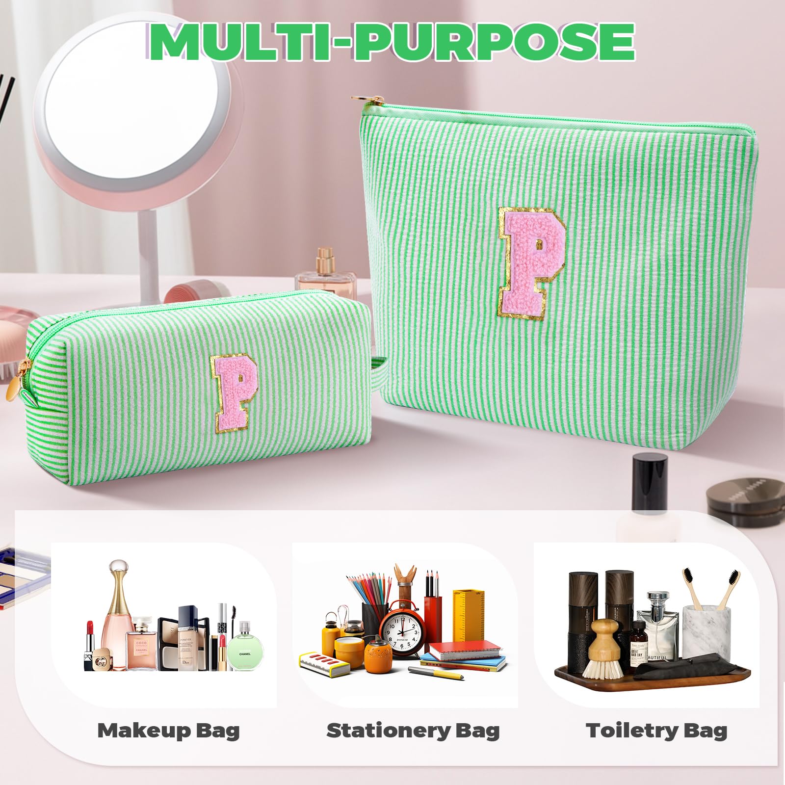 Btffitting Gifts for Teen Girls Women - Birthday Gifts for 10 11 12 13 14 15 16 17 18 Years Old Girl,Makeup Bag Cosmetic Bag,Teacher Gift Trendy Stuff Toiletry Bag - Green,P