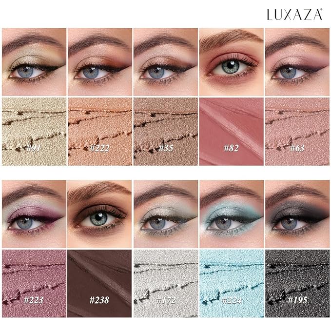 LUXAZA PRO Blue Eyeshadow Stick Makeup Set 10PCS, Neutral Shimmer And Matte Cream Eye Shadow Palette, Metallic Bronze Smoky Eyeliner Brightener Crayon Pencil Kit, Ideal Gift for Women -Mint Chocolate