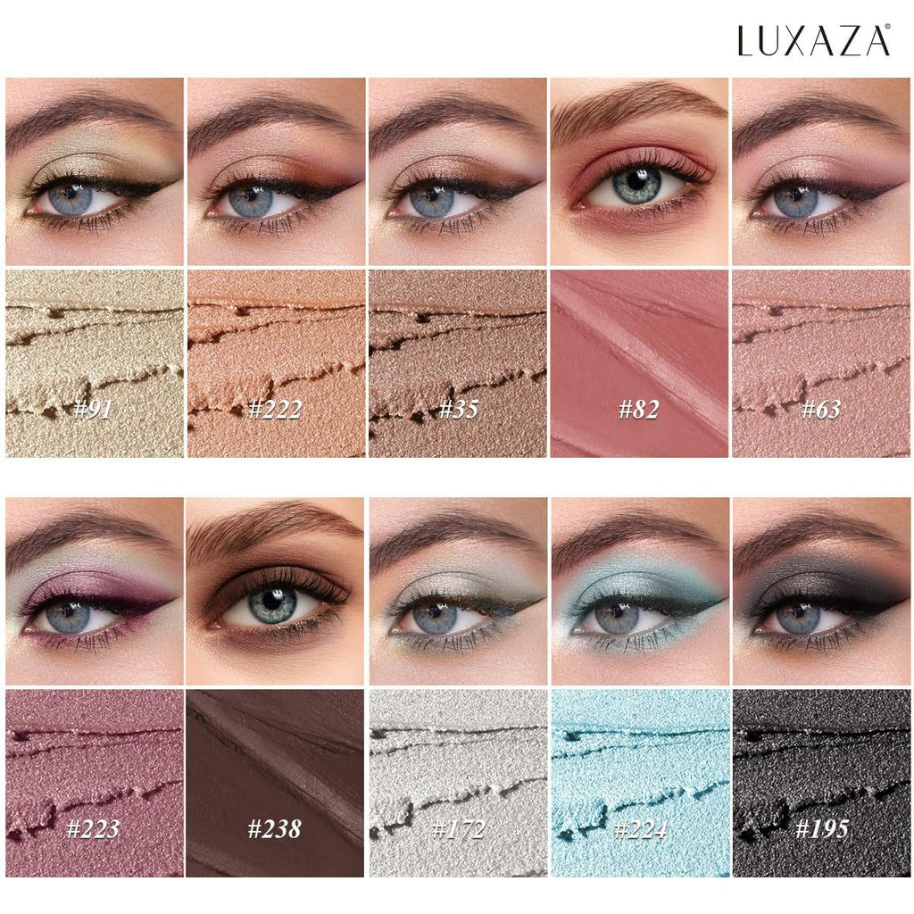 LUXAZA PRO Blue Eyeshadow Stick Makeup Set 10PCS, Neutral Shimmer And Matte Cream Eye Shadow Palette, Metallic Bronze Smoky Eyeliner Brightener Crayon Pencil Kit, Ideal Gift for Women -Mint Chocolate