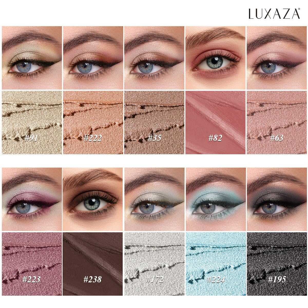 LUXAZA PRO Blue Eyeshadow Stick Makeup Set 10PCS, Neutral Shimmer And Matte Cream Eye Shadow Palette, Metallic Bronze Smoky Eyeliner Brightener Crayon Pencil Kit, Ideal Gift for Women -Mint Chocolate