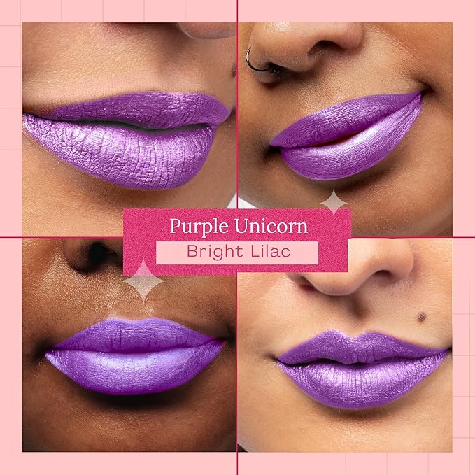 Aromi Bright Purple Lilac Metallic Liquid Lipstick (Purple Unicorn)