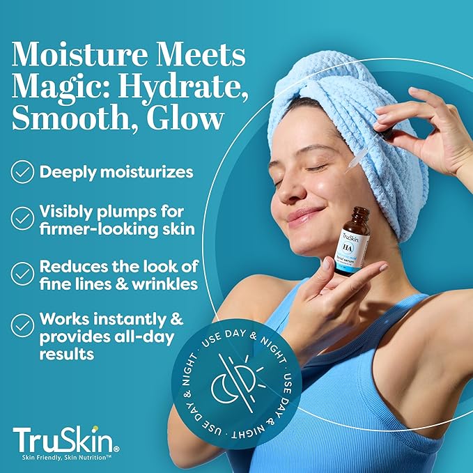TruSkin Hyaluronic Acid Serum for Face for Hydrated, Plumper Skin, 2 fl oz