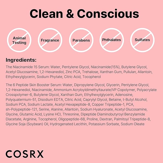 COSRX Niacinamide 15%, Peptide Booster Serum Set, Pore Care & Hydration