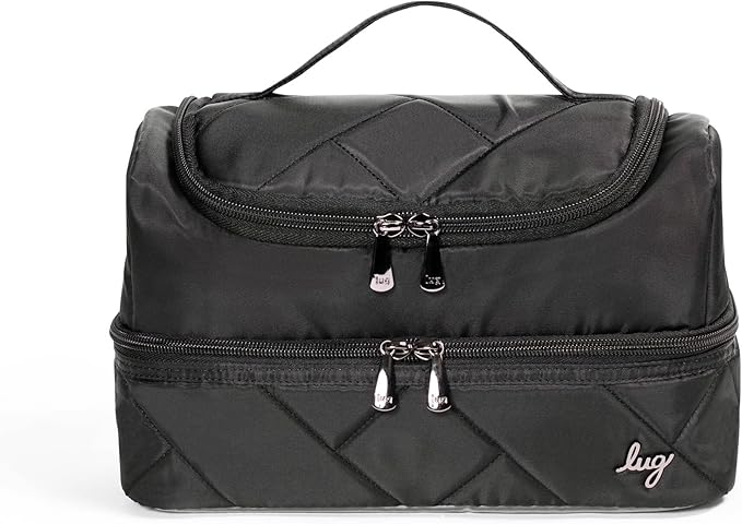 Lug Stowaway Cosmetic Case for Women – Double-Decker Travel Makeup Bag with Wipeable Lining, Camo Taupe