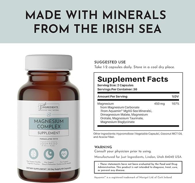 JUST INGREDIENTS Magnesium Complex - 5 Forms Sleep & Mood - 60 Capsules