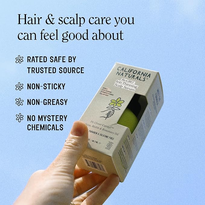 California Naturals Women's ReGRO Anti-Thinning Scalp Serum, 5% Capixyl with Biotin, Caffeine & Castor and Rosemary Oil, Non-Sticky Cooling Formula, Vegan & Cruelty Free, 3oz