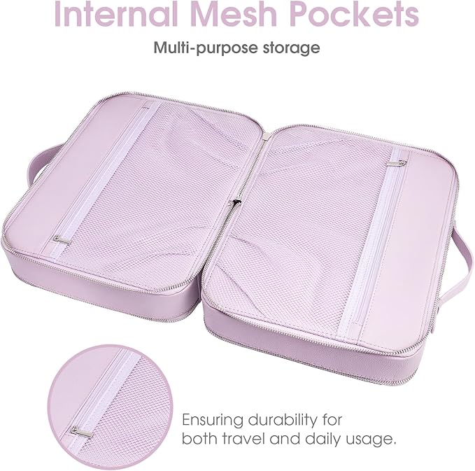 idoltimes Clear Makeup Bag,Large Toiletry Case for Women,PU Leather Travel Cosmetic Bag,Detachable Makeup Case,Double Compartment Make up Organizer