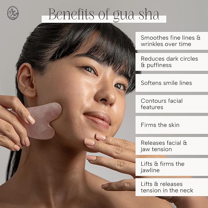 Mount Lai - The Rose Quartz Gua Sha Facial Lifting Tool | Face Sculpting Tool for Skin Care | Guasha Tool for Face and Body | Facial Massage Tools to Relieve Muscle Tension and Reduce Puffiness