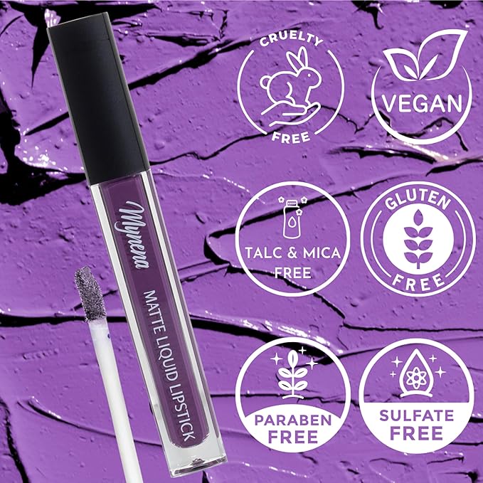 Mynena Weightless Vibrant Purple Matte Liquid Lipstick, Sofia