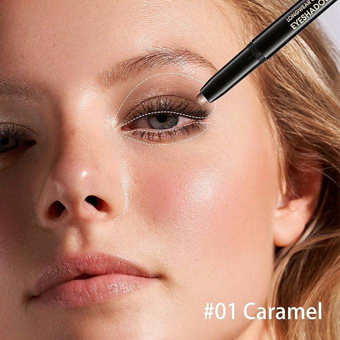 Euphily Matte Cream Eyeshadow Stick, Waterproof Eye Shadow Stick, Long-Lasting and Blendable High Pigmented Single Eyeliner Makeup for Women, 1 Caramel