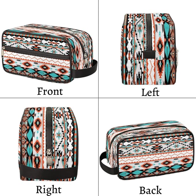 Pardick Aztec Ethnic Aztec Geometric Travel Toiletry Bag for Women Men Organizer Cosmetic Makeup Bag Waterproof Lightweight Shaving Bag Dopp Kit Large Capacity for Toiletries and Shaving Accessories
