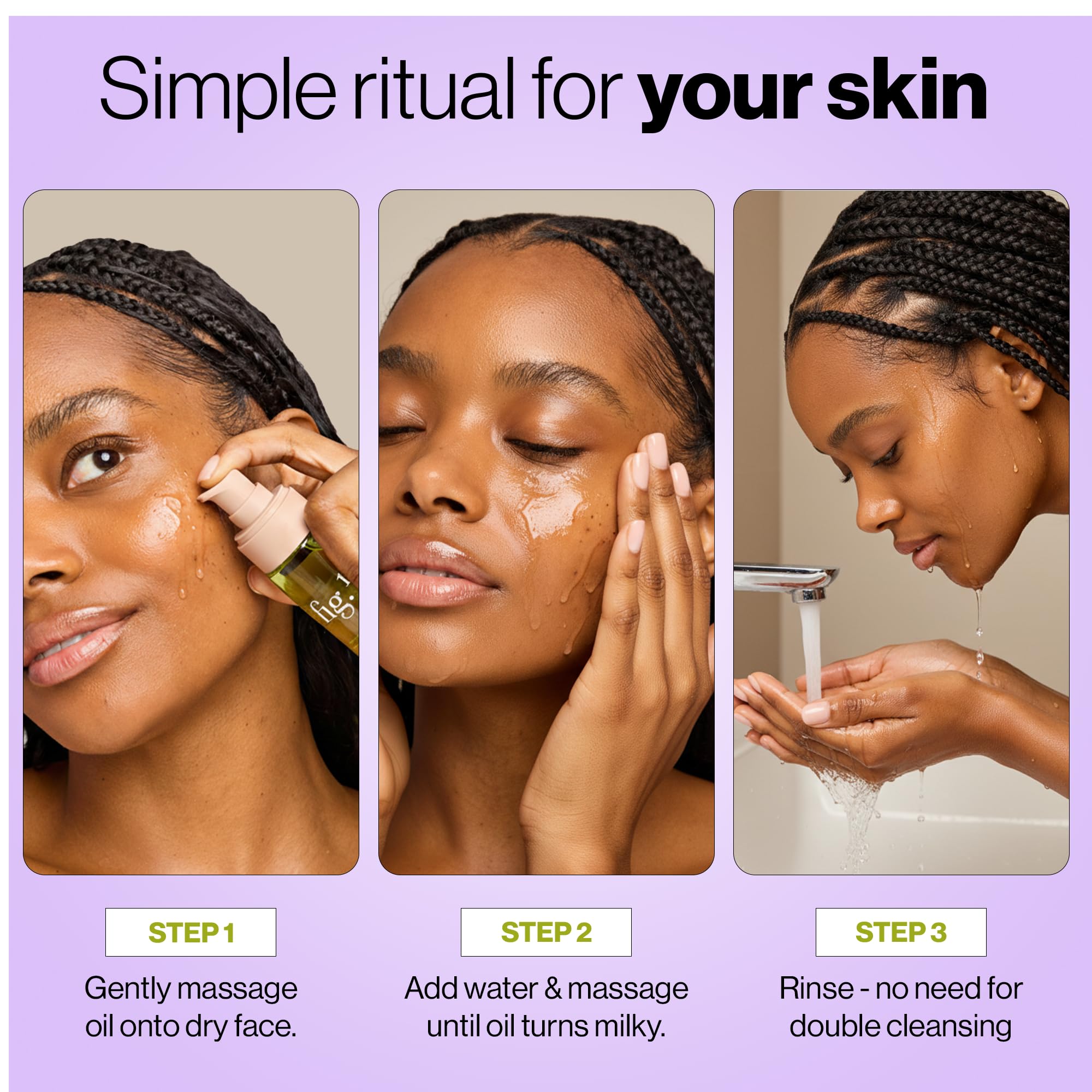 Fig.1 Micellar Oil Cleanser for Face - Makeup Remover Cleansing oil, Facial Cleanser - Squalane & Grapeseed Oil Formula, Cleanse without Clogging Pores, Acne-Prone Facial Skincare, Refillable 3.4 Oz