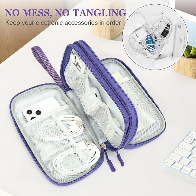 FYY Electronic Organizer, Travel Tech Pouch Bag, Medium, Purple