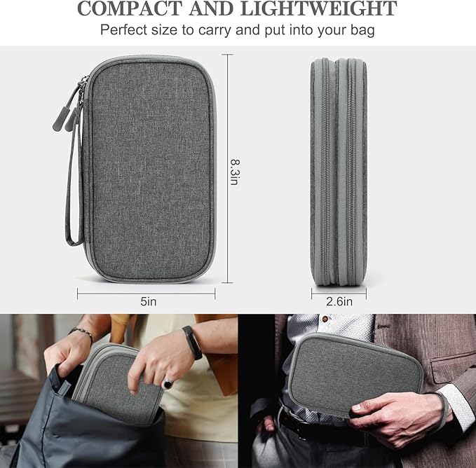 FYY Electronic Organizer, Travel Tech Pouch Bag, Medium, Dark Grey