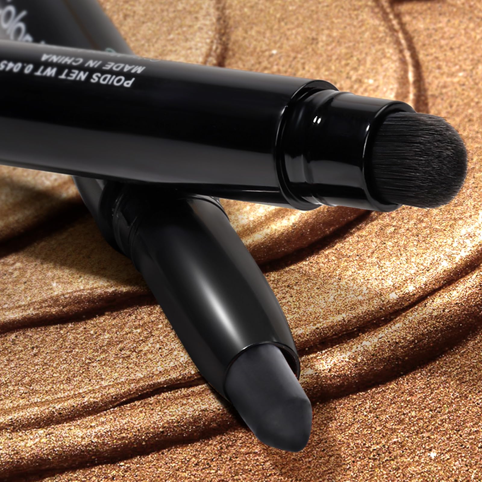 Color Mirror Cream Waterproof Hypoallergenic Eyeshadow Stick, long wear Metallic Glitter Matte Eye Shadow Pencil With Makeup Brush, Eye Brightener, 34 Midnight Matte