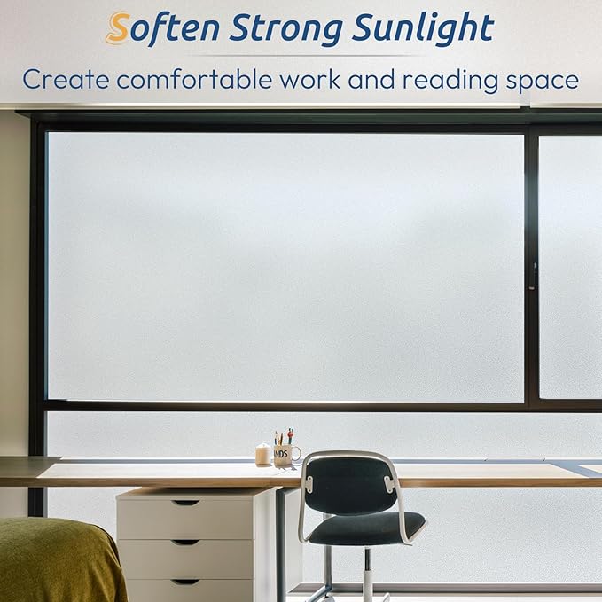 rabbitgoo Frosted Glass Window Privacy Film, Static Cling, 23.6" x 118.1"