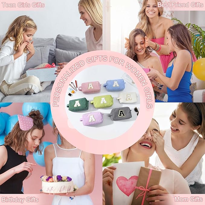 YOOLIFE Cosmetic Bag Teen Girl Stuff - Cute Gifts Letter Makeup Travel Bag Make Up Bag Makeup Brush Bag Toiletry Bag Girls Birthday Gifts for Daughter Sister Wife Mother Her Womens Gifts Letter E