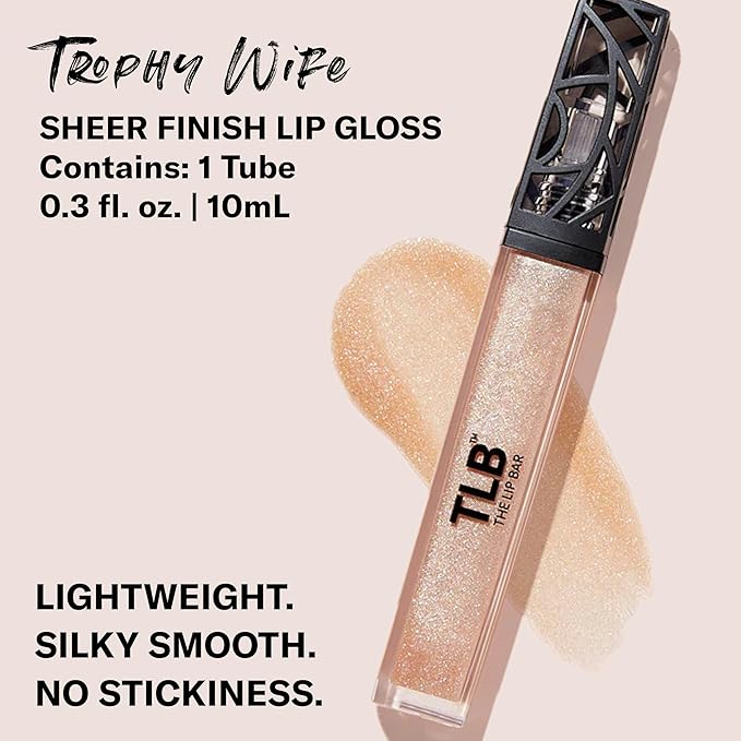 The Lip Bar - Lip Gloss, Trophy Wife (Champagne Shimmer) - Gloss Up Sheer Finish - Smooth, Not Sticky Formula - Coconut Oil, Olive Oil, Argan Oil & Vitamin E - Vegan & Cruelty Free -.30 fl oz