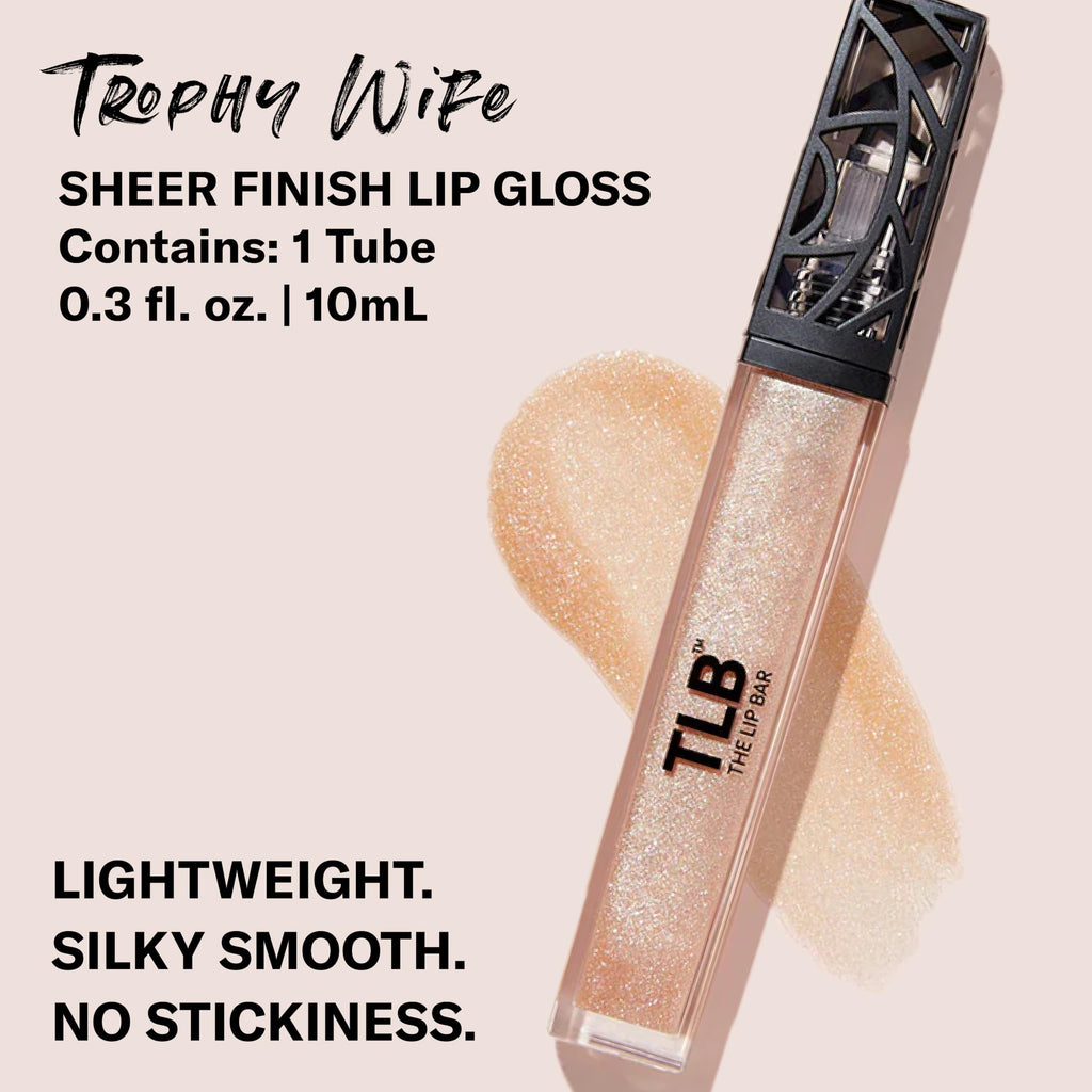 The Lip Bar - Lip Gloss, Trophy Wife (Champagne Shimmer) - Gloss Up Sheer Finish - Smooth, Not Sticky Formula - Coconut Oil, Olive Oil, Argan Oil & Vitamin E - Vegan & Cruelty Free -.30 fl oz