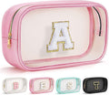 YOOLIFE Birthday Gift for Kid Girl Women Initial Travel Makeup Bags Pink A