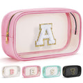 YOOLIFE Birthday Gift for Kid Girl Women Initial Travel Makeup Bags Pink A