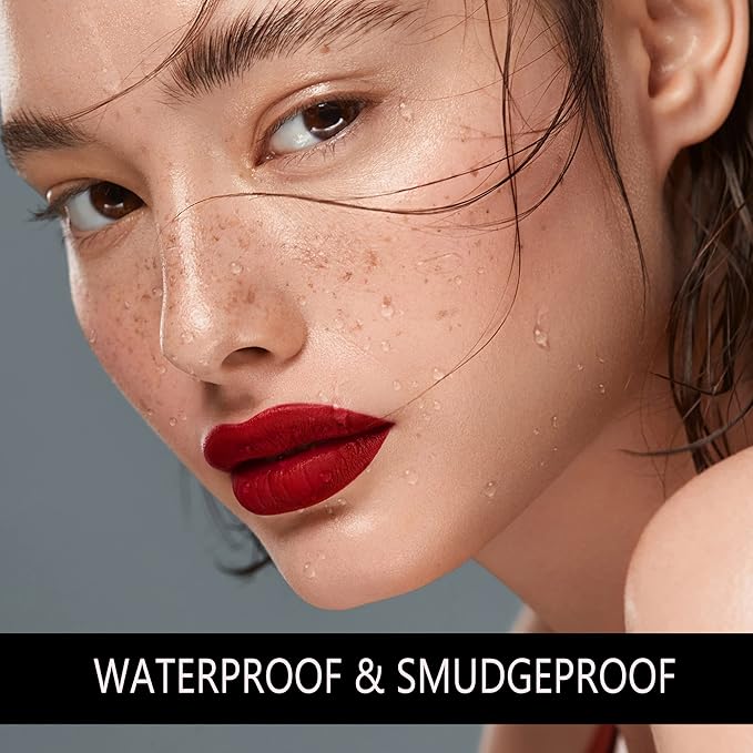 MAKI YIKA 3Pcs Matte Liquid Lipstick Set Dark Red Purple Nude Lipstick Smudgeproof