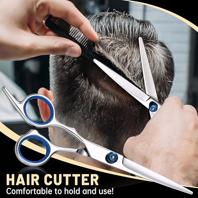 YUQGAOP Hair Cutting Scissors Set, Professional Stainless Cutting Hair Scissors, Barber Hair Cutting Scissors Thinning Shears Sharp Blades Hairdresser Haircut for Women/Men/kids, LFJ1234