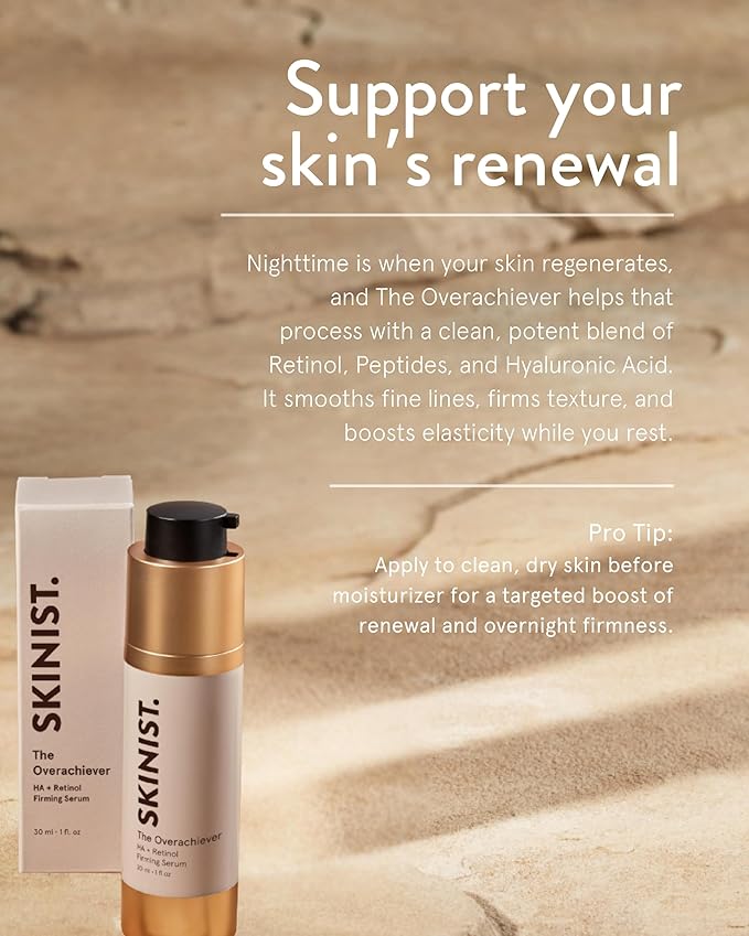SKINIST The Overachiever Hyaluronic Acid + Retinol Firming Serum – Nighttime Anti-Aging & Hydrating Formula