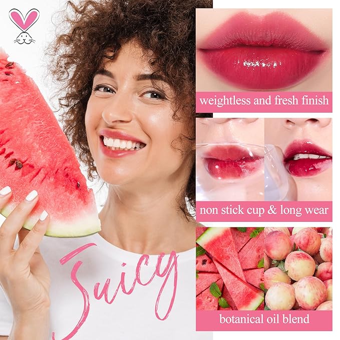 bayfree Lip Tint Stain Set, 2 PCS Korean Water Tint Lightweight Non-sticky, Waterproof Long Lasting Liquid Blush & Lip Stain, Transfer-Proof, Matte Finish Lip Color Makeup (juicy)