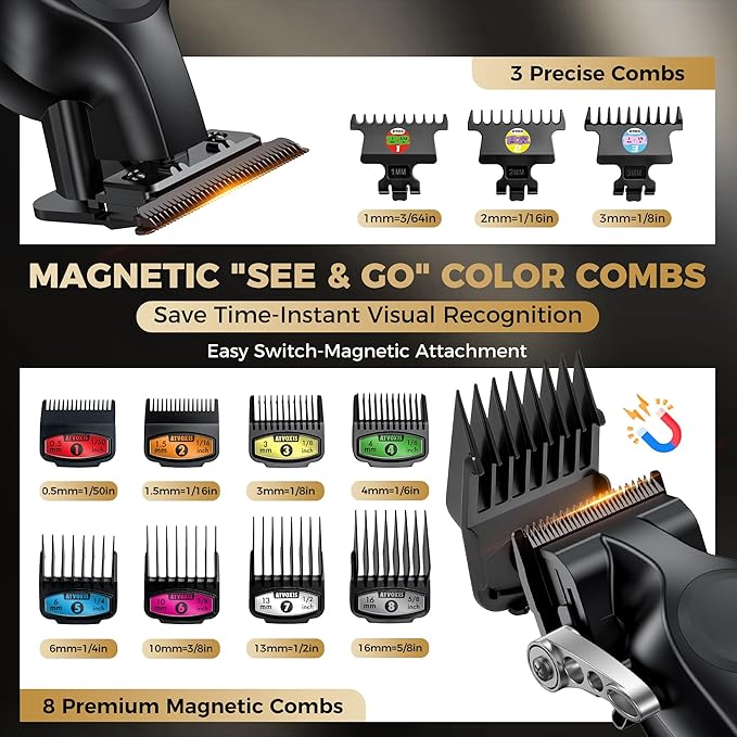 ATVOXIS Hair Clippers for Men Professional, Barber Clippers and Trimmers Set, Cordless Hair Clippers, Hair Cutting Kit, Barber Kit, Haircut Kit, Maquina para Cortar Pelo De Hombre