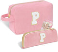 Sernaxi Personalized Initial Makeup Bag Trendy Stuff Corduroy Cosmetic Bag Travel Toiletry Bag, Valentine’s Day Gift Makeup Organizer Case & Makeup Pouch for Women teen Girls Mom Girlfriend Wife