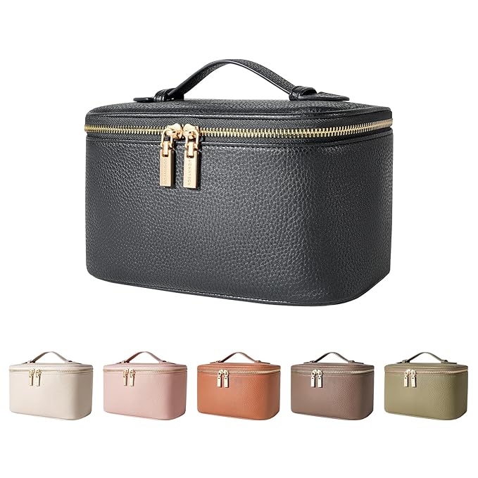 Camdeez Cosmetic Bag,ROWNYEON Makeup Bag,Portable Makeup Train Case,Travel Toiletry Bag Case Organizer for Women,Black
