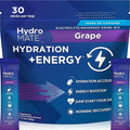 HydroMATE Electrolytes Powder Drink Mix Packets Hydration Accelerator Low Sugar Rapid Party Relief Recovery Vitamin C Plus Grape Pack 30 Count
