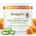 Honeyskin Ultimate Face & Body Cream with Manuka Honey MGO 514+ - Organic Hydrating Moisturizer for Extremely Dry, Sensitive Skin - Soothing Cream for Dry, Itchy & Flaky Skin 8oz