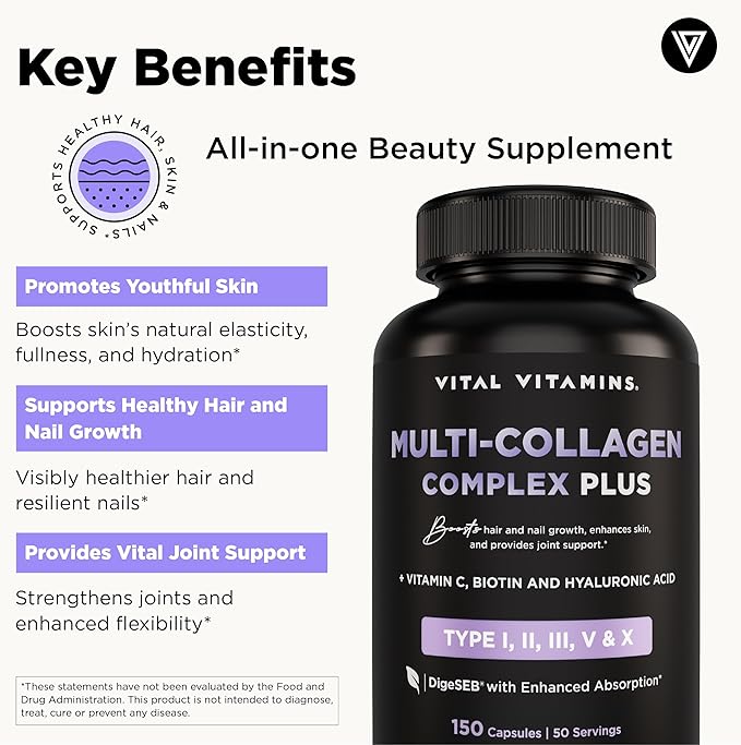 Vital Vitamins Multi Collagen Complex Plus Biotin, Hyaluronic Acid & VIT. C