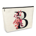 Initial A-Z Personalized Floral Makeup Bag, Monogrammed Birthday Gifts for Women Mom, Mothers Day Christmas Gift Ideas for Best Friend, Bride Bridesmaid, Her, Grandma, Small Travel Cosmetic Bag (B)
