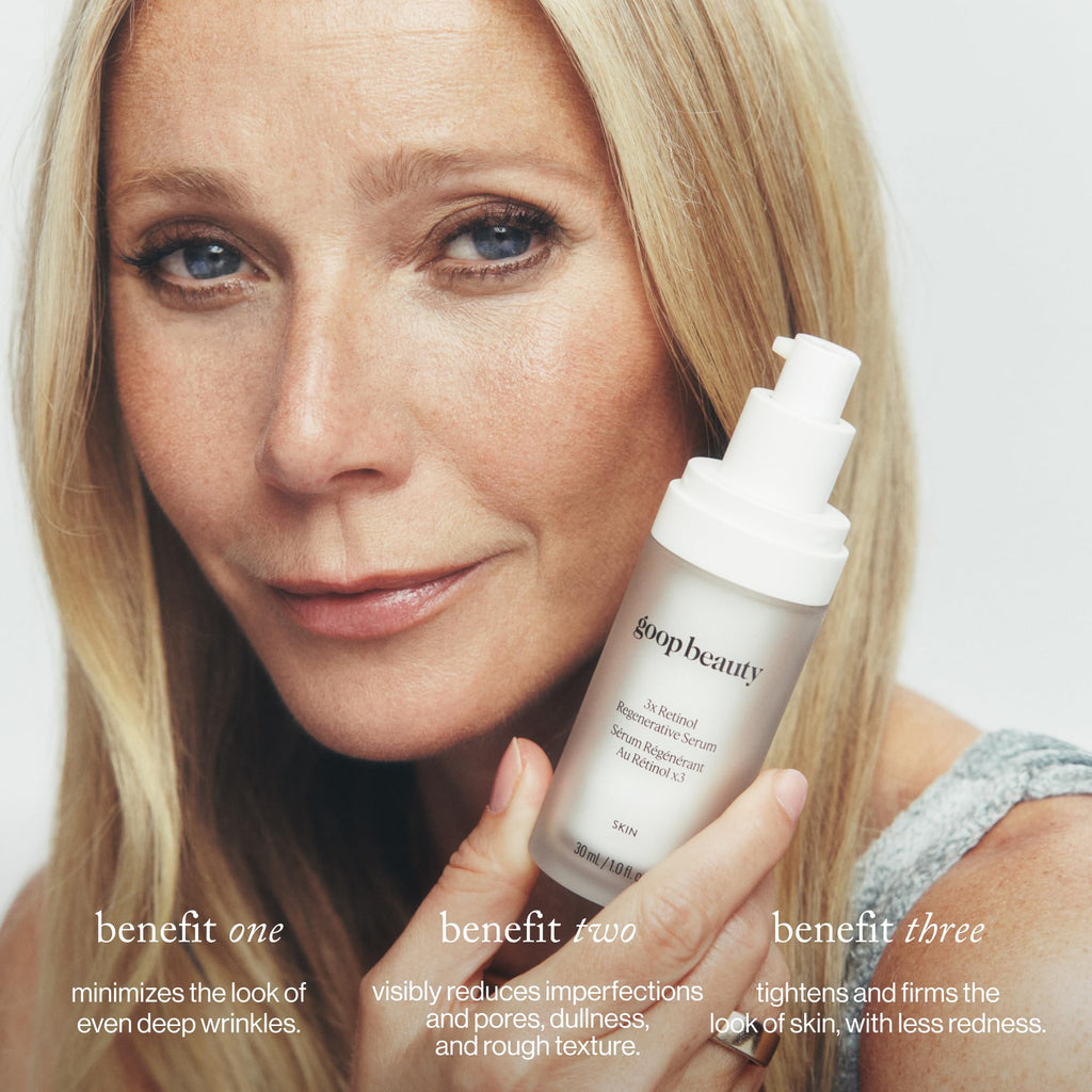 goop Beauty 3x Retinol Regenerative Serum | Face Serum to Reduce the Look of Deep Wrinkles, Pores, & Texture | Retinoids, Ceramides, & Niacinamide | 1 fl oz