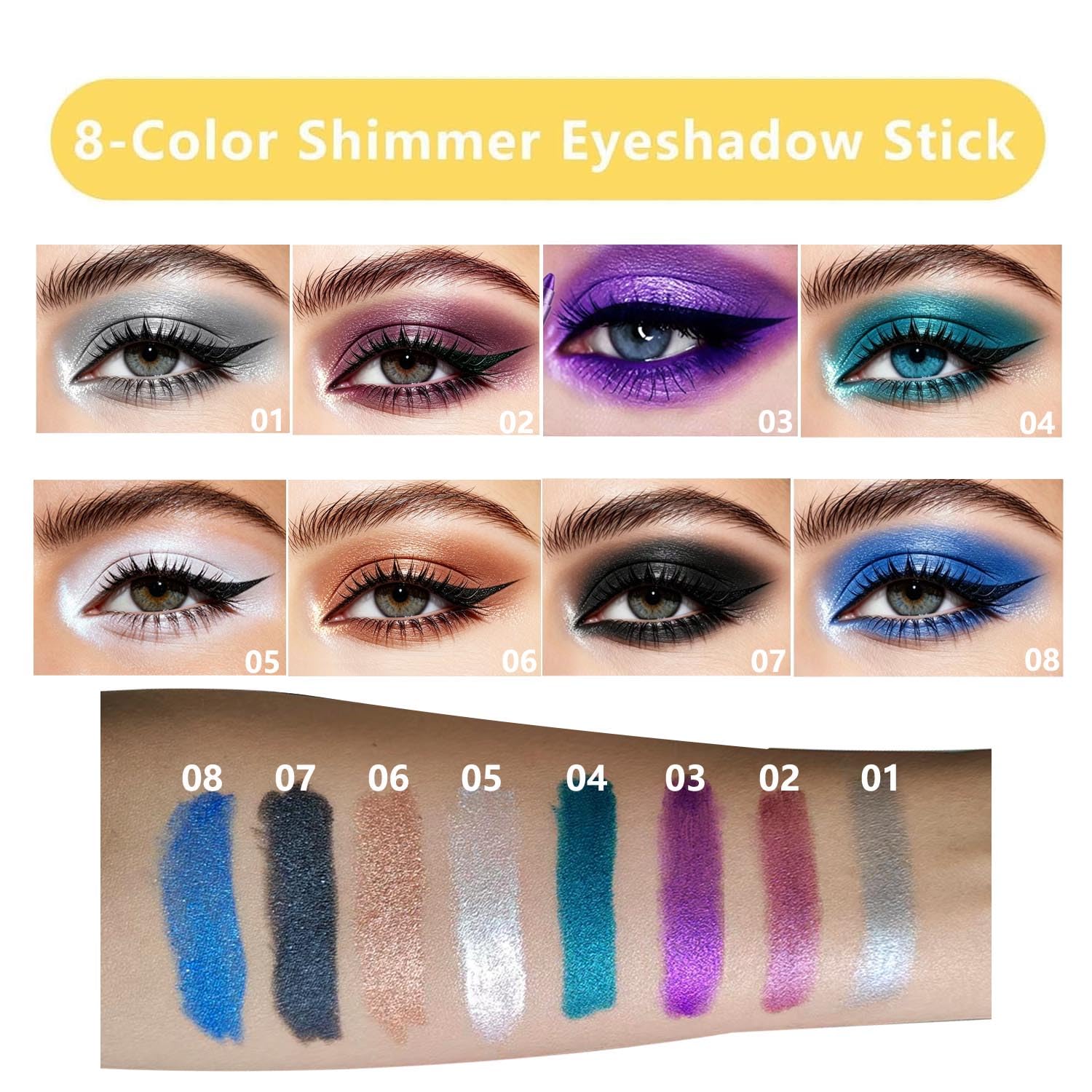 Daeuwiutr Rose Gold Eyeshadow Stick, Highlighter Eye Liner,Eye Brightener Stick, Shimmer Creamy eye shadow, Waterproof Eyeshadow Pencil Long Lasting Eye Shadow Makeup.#6 rose gold shimmer