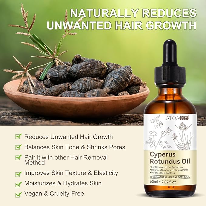 NVXNMSD Cyperus Hair Reduction Oil (2-Pack) – Natural Botanical Formula to Reduce Unwanted Hair Growth, Hydrating & Soothing Body Oil, 4 Fl oz