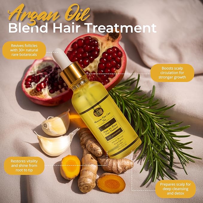 Argan Oil Shampoo & Conditioner Set for Women, Postpartum & Menopause Hair and Scalp Treatment with Argan Oil, Sulfate Free, Leave In Conditioner & Hair Oil for Thinning-Looking Hair