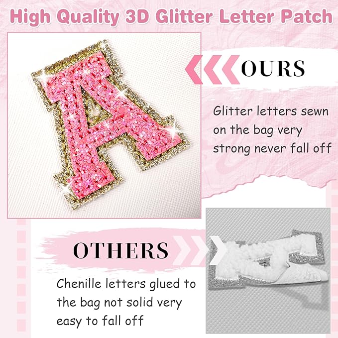 Small Personalized Initial A-Z Patch Makeup Bag,White Cute PU Leather Glitter Letter Cosmetic Bag for Teen Girls,Travel Toiletry Bag with Zipper,Preppy Monogrammed Birthday Gift for Daughter Niece O