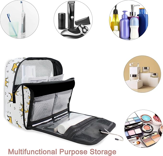senya Hanging Travel Toiletry Bag Kit Makeup Case Cosmetics Organizer for Men Women (Crown Princess)