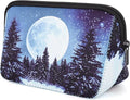 AJLTPA Waterproof Neoprene Cosmetic Bag, Snow Night Forest