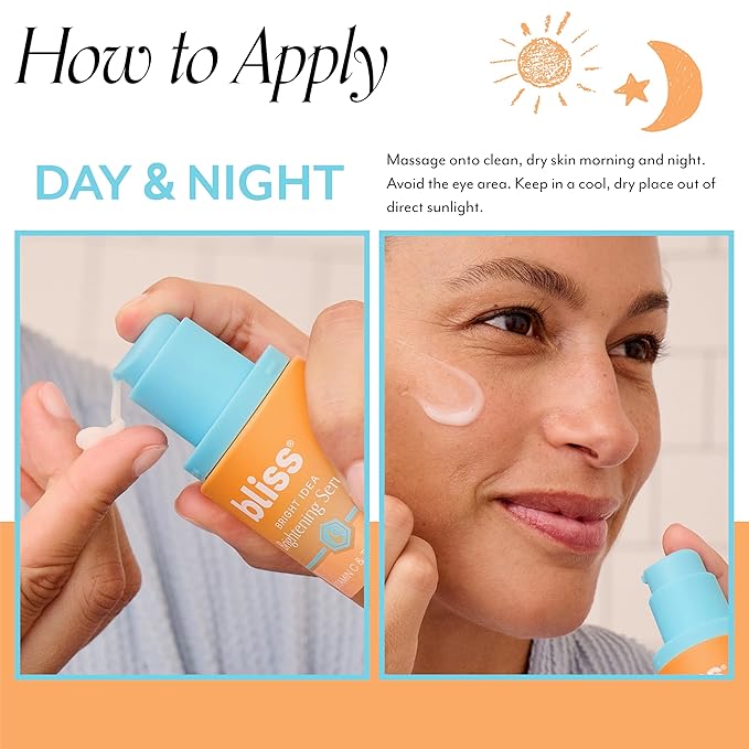 Bliss Vitamin C + Tri-Peptide Face Serum - Stabilized Vitamin C for Dark Spots, Fine Lines & Firmness - Brightening Serum with Collegen Boosting Peptides, Hyaluronic Acid, Squalane - 1 Fl Oz