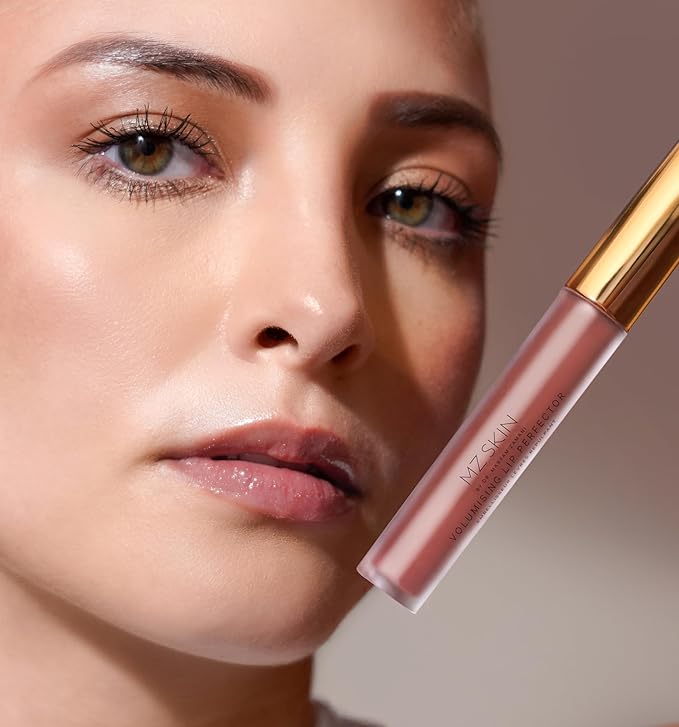 MZ SKIN Volumizing Lip Perfector | Plumping & Hydrating Lip Gloss with Peptides and Caffeine for Fuller, Smoother Lips, 3 mL /.10 oz