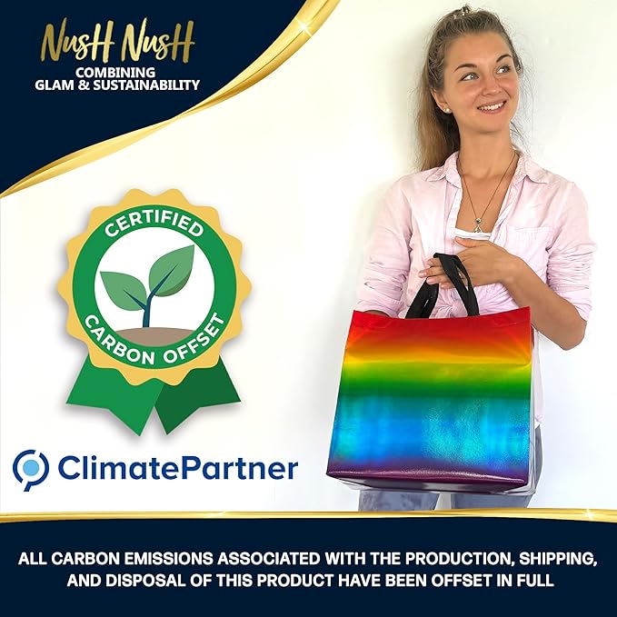 Nush Nush Large Rainbow Gift Bags with Handles, 13 x 5 x 11, Set of 12