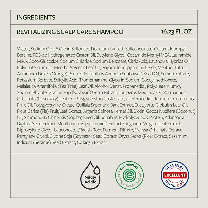 LAPCOS K Beauty DR.14 Revitalizing Scalp Care Shampoo - Clarifying & Hydrating Shampoo for Thicker Strands & Buildup Control with Biotin, Collagen & Botanical Oils -Korean Hair Care 16.23 fl oz