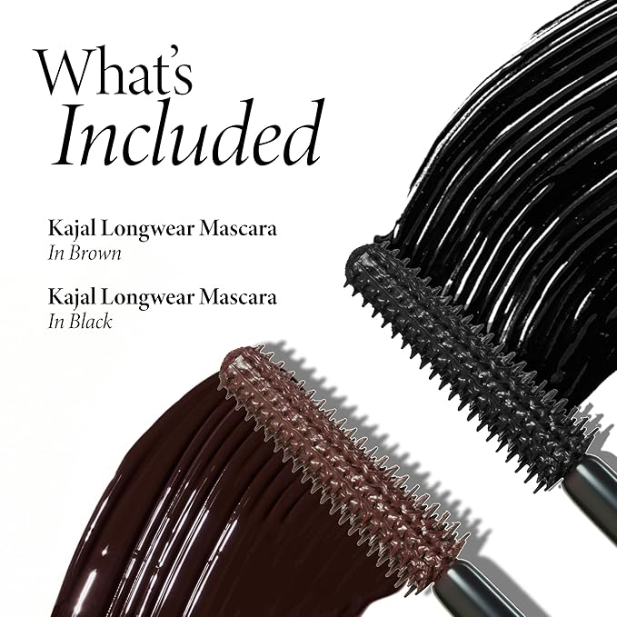 LAURA GELLER NEW YORK Kajal Longwear Mascara – Black and Brown Duo – Volumizing, Lengthening, & Defining Mascara - Buildable, Smudge‑Proof & Flake‑Proof Wear