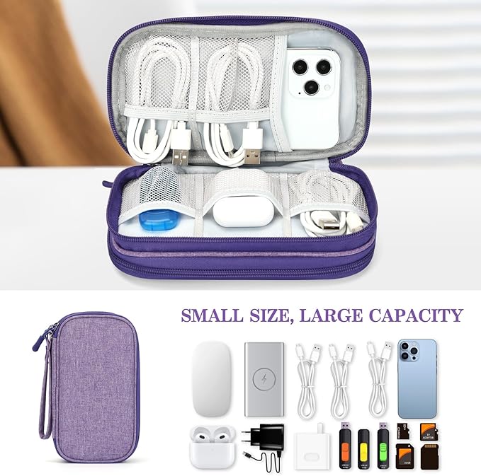 FYY Electronic Organizer, Travel Tech Pouch Bag Cable Organizer Dark Purple