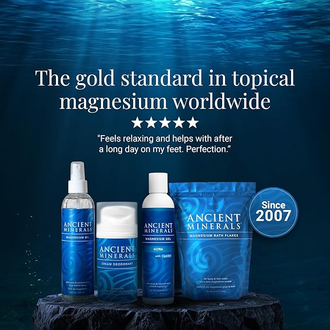 Ancient Minerals Magnesium Gel, Zechstein Chloride, for Massage, 8oz
